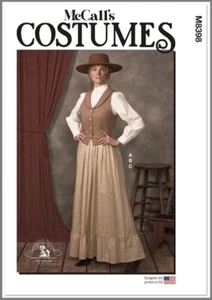 McCall's 1883 Series Historical Western Costume Vest Blouse Skirt Pattern M8398 - Picture 1 of 7