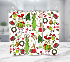 Grinch Weihnachten Multicolor Edelstahl Becher mit Strohhalm - 20 Oz - Bild 1 von 3