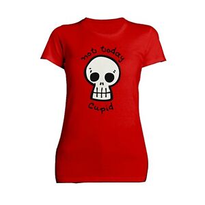 Urban Attitude Anti Valentine Not Today Cupid Women's SKINNY FIT T-shirt (Red)