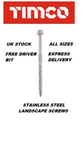 HEX HEAD LANDSCAPE SCREWS SLEEPER DECKING TIMBERFIX INDEX SCREWS STAINLESS STEEL - Picture 1 of 1