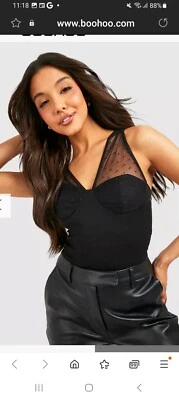 Body de malla dobby negro para dama talla 14 nuevo con etiquetas Foto 1 de 4