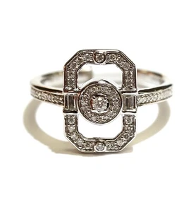 Nuevo Anillo Geométrico Plata de Ley 925 .26ct SI1 H Diamante 3.4g 7 Único - Imagen 1 de 7