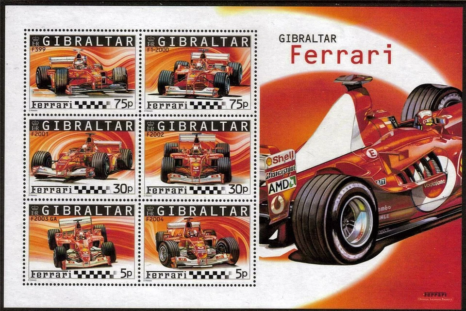 Gibraltar - "CARS ~ FORMULA 1 ~ FERRARI" MNH Miniature Sheet MS 2004  - Image 1 of 2