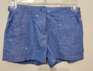 Nautica Flamingo Print Blue Shorts Girls Size 12 - Picture 1 of 6