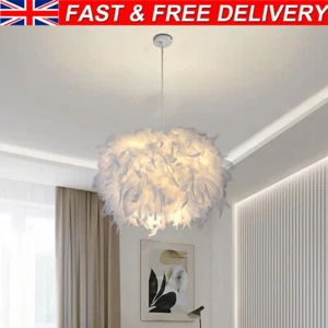 Modern Feather Light Shade Ceiling Pendant Bedroom E27 Night Lights Lampshade - Picture 1 of 15