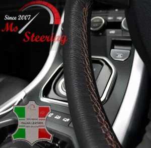 FÜR NISSAN MURANO 03-13 SCHWARZ LEDER LENKRADABDECKUNG, BRAUN STIT - Bild 1 von 2