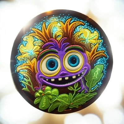 Alien Creature Patch Iron-on Applique Clothing, Extraterrestrial Cosmic Cartoon - Image 1 of 4