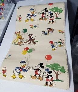 VTG Walt Disney Productions Complete Roll of WallPaper 1940s 50s w/ Original Box - Picture 1 of 21