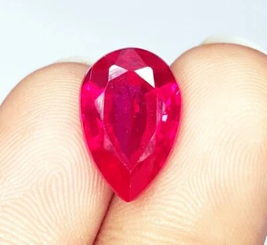 Piedras preciosas sueltas rubí rojo natural certificado Mozambique 8,97 quilates corte pera calidad A+ - Imagen 1 de 10