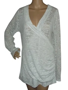 Vanity Tunic Womens Size XL white burnout slub wrap top Swim Coverup semi sheer - Picture 1 of 9