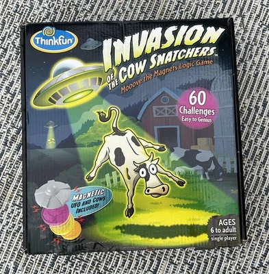 ThinkFun Invasion of the Cow Snatchers Logic Game Magnetic UFO 60 Challenges New - Image 1 of 4
