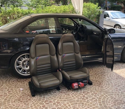 Чехлы на сиденья BMW E36 M3 Vader (1994–1999 гг.) сменные искусственная кожа темно-серые - Изображение 1 из 2