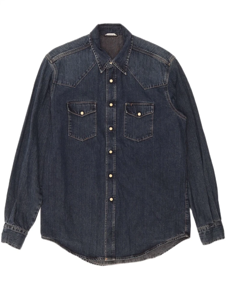 Camisa vaquera grande azul marino EG20 SISLEY para hombre Foto 1 de 3