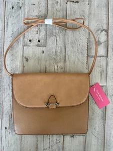 ISAAC MIZRAHI Tatiana Collection Slim Shoulder Bag Camel Tan Leather NWT - Picture 1 of 7