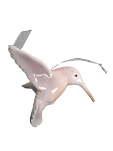 Colibrí Blanco Rosa Plástico Duro? Adorno brillante para árbol de Navidad o ventana - Imagen 1 de 3
