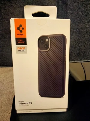 Spigen Core Armor Phone Case for Apple iPhone 15 - Black - Image 1 of 2