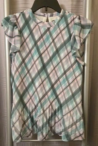 Ann Taylor grün lila Rüschen Kappe Kurzarm Bluse Top Small fließend & stilvoll - Bild 1 von 7