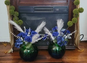 2 "Heaven Sent " Beautiful blue white and green flower arrangements - Picture 1 of 4