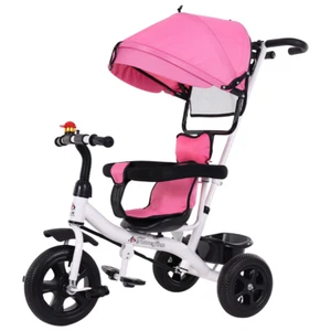 4 In 1 Kids Tricycle Toy Bike Trike Baby Prams Stroller Toddler Ride-On Activity - Picture 1 of 30