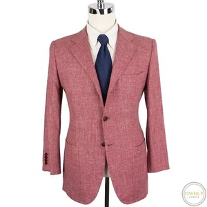 NWT Kiton Evo Punch Pink Silk Cashmere Woven Static Patch Pkts 3/2 Jacket 40S - Picture 1 of 12