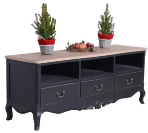 TV Schrank Schwarz Fernsehschrank Sideboard Medien Fernsehtisch Vintage Tisch - Bild 1 von 4
