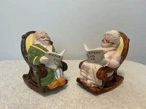 Set of 2 Lefton Grandpa and Grandma Rocking Chair Retirement Fund Coin Banks 6" - Bild 1 von 7