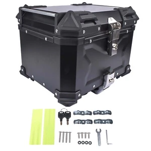 45L Black Motorcycle Top Case Tail Box Waterproof Luggage Scooter Trunk Storage - Picture 1 of 14