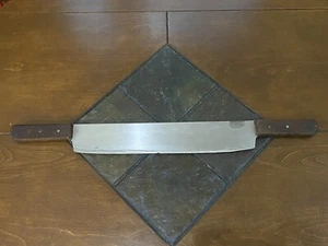 Vintage Davpol Double Wood Handle Cheese Block Knife Splitter Super Stainless - Picture 1 of 8