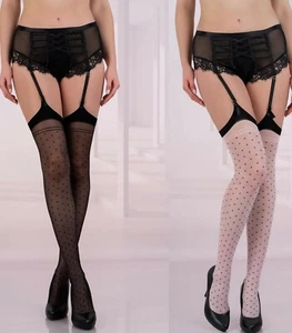 LIVCO CORSETTI FASHION  STRAPSSTRÜMPFE SCHWARZ PUNKTE 20DEN transparent strümpfe - Bild 1 von 8