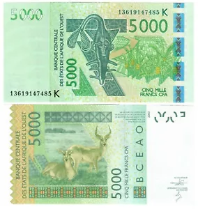 Senegal 5000 Francs 2003 (2013) "K" UNC West African CFA Franc - Picture 1 of 1
