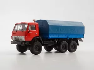 1:43 PAO KAMAZ #102835 - KAMAZ-4310 flatbed with tent, red-blue - Bild 1 von 4