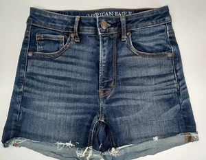 Pantalón corto de mezclilla de tiro alto para mujer AMERICAN EAGLE OUTFITTERS talla 0 - Imagen 1 de 4