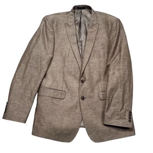 Calvin Klein Mens 40R Linen Blend Light Brown Sport Coat Blazer Career Formal - Picture 1 of 8