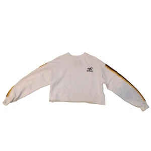 Hollister Crop Top Donna Tg S Pullover Bianco Manica Lunga Streetwear - Foto 1 di 7