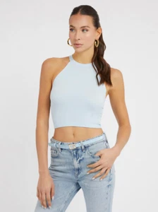MAGLIA TOP CANOTTA DONNA GUESS W3GZ02Z2ZN0 CELESTE ORIGINALE PE 2023 - Bild 1 von 4
