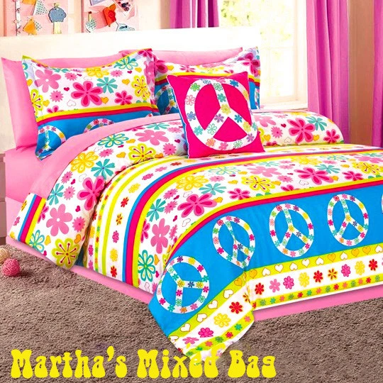 SEÑALES DE PAZ FLORES Niña Rosa Amarillo Doble Tamaño Completo Edredón Set+PiLLoW Foto 1 de 1