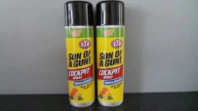 2x STP Son Of A Gun Cockpit Aerosol Spray Brilla/Rinfresca Vinile/Gomma/Plastica