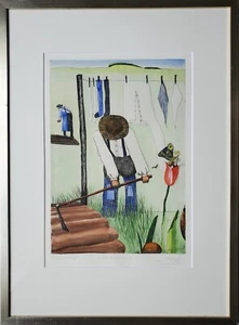 Grafik Print Radierung Aquarell Bauer Norddeutsch Worpswede Pit Morell Signiert - Picture 1 of 12