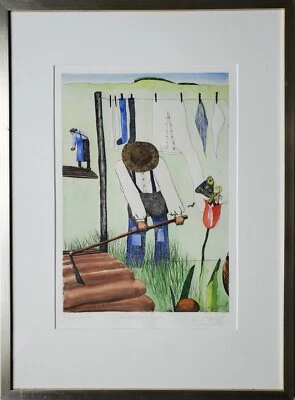 Grafik Print Radierung Aquarell Bauer Norddeutsch Worpswede Pit Morell Signiert - Bild 1 von 4