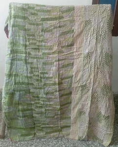 Colcha india hecha a mano vintage Kantha manta de algodón Gudari Ralli - Imagen 1 de 2