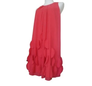 NICOLA FINETTI pink orange sleeveless shift dress pleats ruffles zip size 8 - Picture 1 of 12