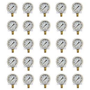 25 PACK LIQUID FILLED PRESSURE GAUGE 0-15,000 PSI 2.5" FACE 1/4" NPT LOWER MOUNT - Picture 1 of 5