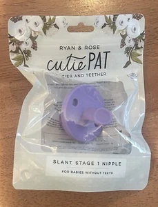 Ryan & Rose Cutie Pat Pacifier & Teether Slant Stage 1 Nipple Orchid - Picture 1 of 2