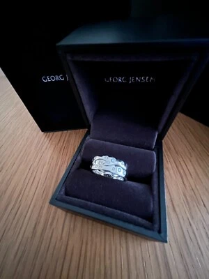 Anillos de fusión Georg Jensen, oro blanco con diamantes talla brillante, talla 54 Foto 1 de 4