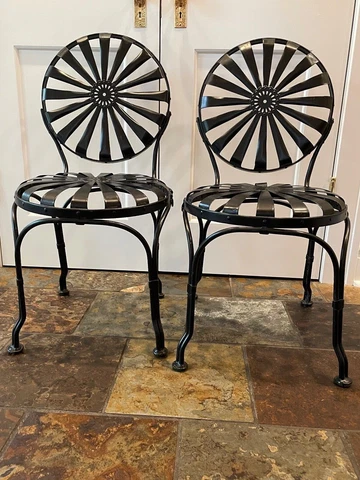 Antique Francois Carre Art Deco black garden chairs, verygood condition. c.1930s Cover
