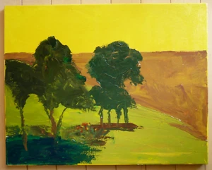 IMPRESSIONIST PLEIN AIR LOOSE BRUSH CALIFORNIA LANDSCAPE MODERN MODERNIST OIL CA - Picture 1 of 10