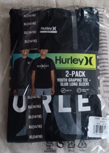 NUEVO Paquete de 2 camisas Hurley Boys XLarge camiseta gráfica y camisa de manga larga holgada 14-16 - Imagen 1 de 4