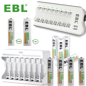 EBL AA AAA  Akku Ladegerät 1100/2800mAh Wiederaufladbar Rechargeable Batterie - Bild 1 von 30