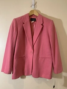 Requirements Womens Wool Blend Blazer 12 Pink Bright Classic Preppy Tailored - Picture 1 of 7