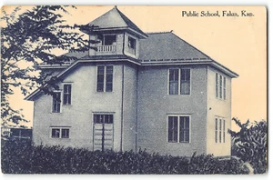 Postal antigua cianotipo del condado de Saline de la década de 1910 de la escuela pública de Falun, KS - Imagen 1 de 2